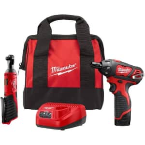 Milwaukee M12 12V Lithium-Ion Cordless 3/8" Ratchet and Screwdriver Combo Kit for $99
