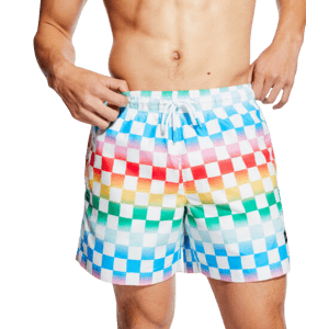 Aeropostale Men's 5.5" Multicolor Checker Swim Trunks for $10