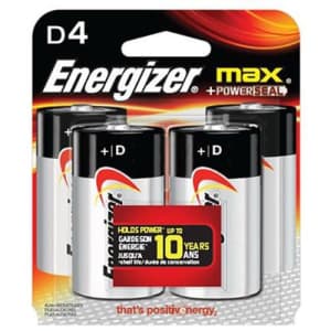 Energizer Max Alkaline Batteries, D-4ct (Quantity of 4) for $41