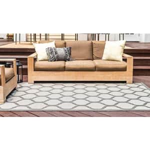 Unique Loom Outdoor Trellis Collection Lattice Border Transitional Indoor and Outdoor Flatweave for $126