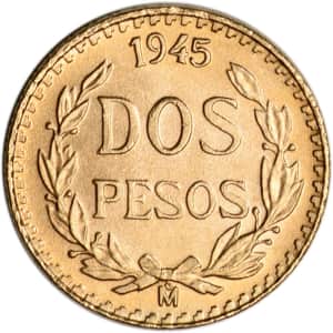 1945 Mexico Gold 2 Pesos Coin for $121 1945 Mexico Gold 2 Pesos Coin for $121