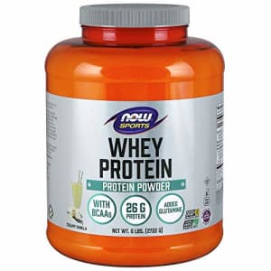 Now Foods NOW Sports Nutrition, Whey Protein, 26 g With BCAAs, Creamy Vanilla Powder, 6-Pound for $58