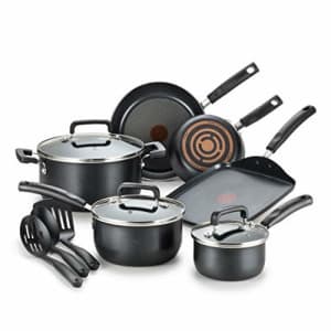 T-fal Signature Nonstick Dishwasher Safe Cookware Set, Pots and Pans Set, 12-Piece, Black for $137