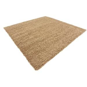 Unique Loom Solid Shag Collection Area Rug (8' Square, Sandy Brown) for $98