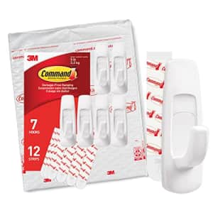 Command Large Utility Hooks, Damage Free Hanging Wall Hooks with Adhesive Strips, No Tools Wall for $10