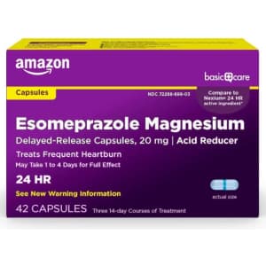 Amazon Basic Care Esomeprazole Magnesium Delayed Release Capsules 42-Count for $7.11 w/ Sub & Save