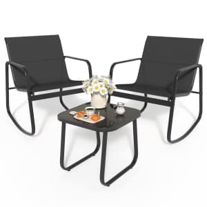 Yitahome 3-Piece Patio Furniture Set with Rocking Bistro Chairs and Glass-Top Table for $90 Yitahome 3-Piece Patio Furniture Set with Rocking Bistro Chairs and Glass-Top Table for $90