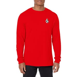 Volcom Men's Iconic Deadly Stones Long Sleeve T-Shirt, Red 12, Medium for $22
