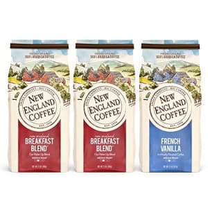 New England Coffee Variety Pack - Breakfast Blend & French Vanilla, Brown, 11 Ounce (Pack of 3) for $23