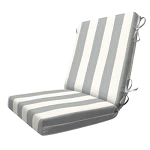 Honey-Comb Honeycomb Indoor/Outdoor Cabana Stripe Stone Grey Highback Dining Chair Cushion: Recycled for $58