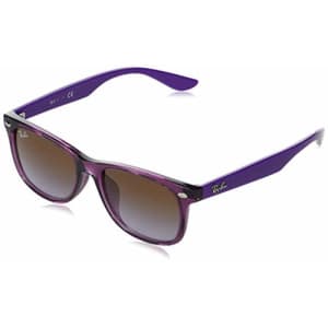 Ray-Ban RJ9052SF New Wayfarer Junior Asian Fit Sunglasses, Transparent Fuchsia/Violet/Brown Gradient, 50mm for $77