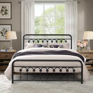 Vecelo Queen Metal Platform Bed with Headboard & Footboard for $140 Vecelo Queen Metal Platform Bed with Headboard & Footboard for $140
