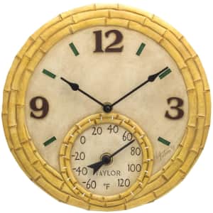 Taylor Precision 12" Bamboo Clock with Thermometer for $27 Taylor Precision 12" Bamboo Clock with Thermometer for $27