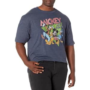 Disney Big & Tall Classic Mickey Funky Bunch Men's Tops Short Sleeve Tee Shirt, Navy Blue Heather, for $17