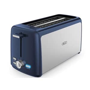 BELLA 4 Slice Long Slot Toaster, Stainless Steel and Blue for $31