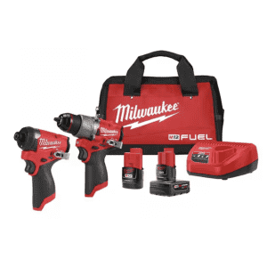 Milwaukee M12 Fuel 12V Cordless Hammer Drill and Impact Driver Combo Kit + Extra Battery for $229