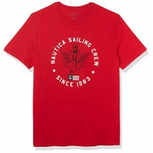 Nautica Women's Men's 100% Cotton Patriotic Logo Graphic T-Shirt, True Red, Large for $12