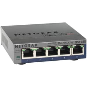 NETGEAR 5-Port Gigabit Ethernet Smart Managed Plus Switch (GS105Ev2) - Desktop, and ProSAFE for $64