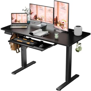 48" Motorized Standing Desk with Pull Out Keyboard Tray for $91