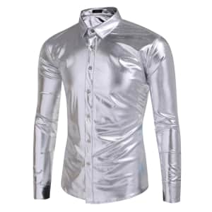 Coofandy Men's Metallic Slim Fit Shirt for $10
