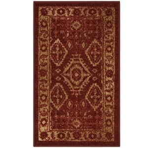 Maples Rugs Georgina Traditional Kitchen Non Skid Accent Area Rug [Made in USA], Red/Gold, 1'8 x for $10