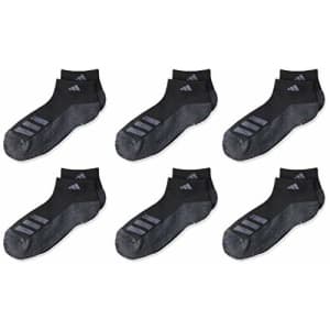 adidas Kids-Boy's/Girl's Cushioned Low Cut Socks (6-Pair),Black/Black - Onix Marl/Night for $14