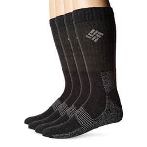Columbia Men's Big and Tall 4 Pack Mid-Calf Moisture Control Ribbed Crew Socks, Black, 13-15 for $20