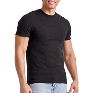 Hanes Men's Standard Originals Lightweight Cotton T-Shirt, Big & Tall, Crewneck Tee, Black, Small for $5