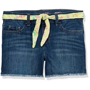 The Children's Place Girls Size Belted Denim Shorts, MYA Wash, 16(Plus) for $12
