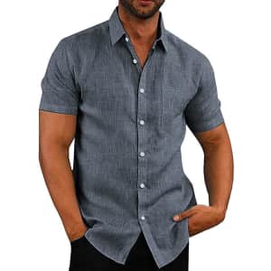 Coofandy Men's Casual Linen Shirt for $12