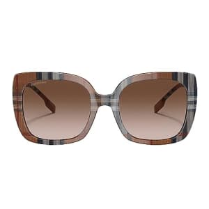 BURBERRY CAROLL BE 4323 400513 Brown Check Plastic Square Sunglasses Brown Gradient Lens for $152