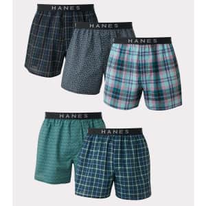 Hanes Men's Ultimate Classics Tagless Comfort Flex Waistband Boxers 5-Pack for $16