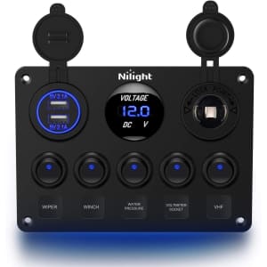 Nilight Multi-Functional 5 Gang Switch Panel for $22