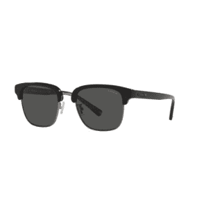 Coach Man Sunglasses Black / Gunmetal Frame, Dark Grey Solid Lenses, 52MM for $183