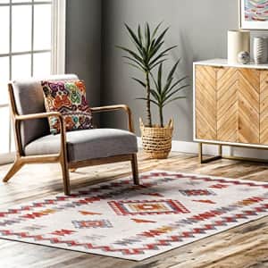 nuLOOM Jayde Machine Washable Southwestern Diamond Ultra Thin Area Rug, 4x6, Beige for $30