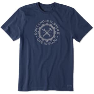 Life is Good Men's Crusher T, Short Sleeve Cotton Graphic Tee Shirt, Built It, Darkest Blue, X-Large for $15 Life is Good Men's Crusher T, Short Sleeve Cotton Graphic Tee Shirt, Built It, Darkest Blue, X-Large for $15