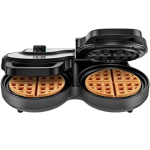 Chefman Double Waffle Maker, 2 at a Time 6-Inch Belgian Waffle Maker with Mess Free Moat and 7 for $70