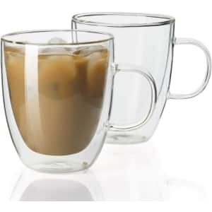 Sweese 12.5-oz. Double Wall Glass Coffee Mug 2-Pack for $21