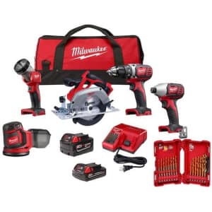 Milwaukee M18 18V Lithium-Ion Cordless Combo Kit and Drill Bit Set for $279