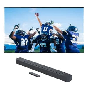 SAMSUNG QN65S90CAFXZA 65 Inch 4K OLED Smart TV with AI Upscaling with a BAR-300 5.0ch Soundbar with for $1,873 SAMSUNG QN65S90CAFXZA 65 Inch 4K OLED Smart TV with AI Upscaling with a BAR-300 5.0ch Soundbar with for $1,873