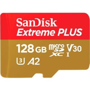 SanDisk Extreme Plus microSDXC UHS-I Card with Adapter, 128GB, SDSQXBD-128G-ANCMA for $24