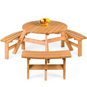 Best Choice Products 6-Person Circular Outdoor Wooden Picnic Table for Patio, Backyard, Garden, DIY for $180