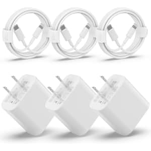 20W MFi-Certified USB-C Wall Charger 3-Pack for $11