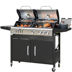 Alpha Joy Dual Fuel Gas & Charcoal Grill Combo w/ Side Burner for $420