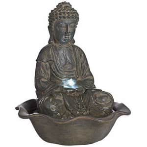 John Timberland Lighting Harmony 12" Seated Buddha Water Fountain w/ LED Light for $20