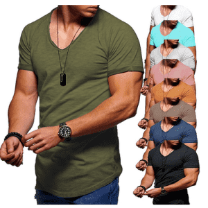 Men's V-Neck Basic Casual Shirts: 2 for $11