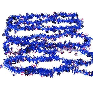 Fun Express Patriotic Red, White and Blue Tinsel Garland for 4th of July or Memorial Day Decorations - 24 feet for $9