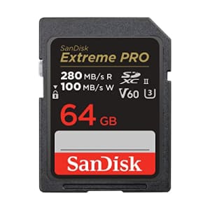 SanDisk 64GB Extreme PRO SDXC UHS-II Memory Card - C10, U3, V60, 6K, 4K UHD, SD Card - for $19
