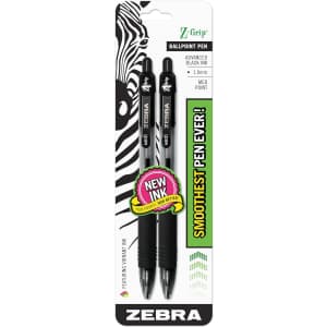 Zebra Z-Grip Retractable Ballpoint Pen 2-Pack for 83 cents
