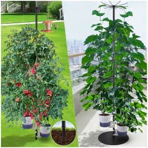 Tall Metal Plant Stand with Self-Watering Planter for $58